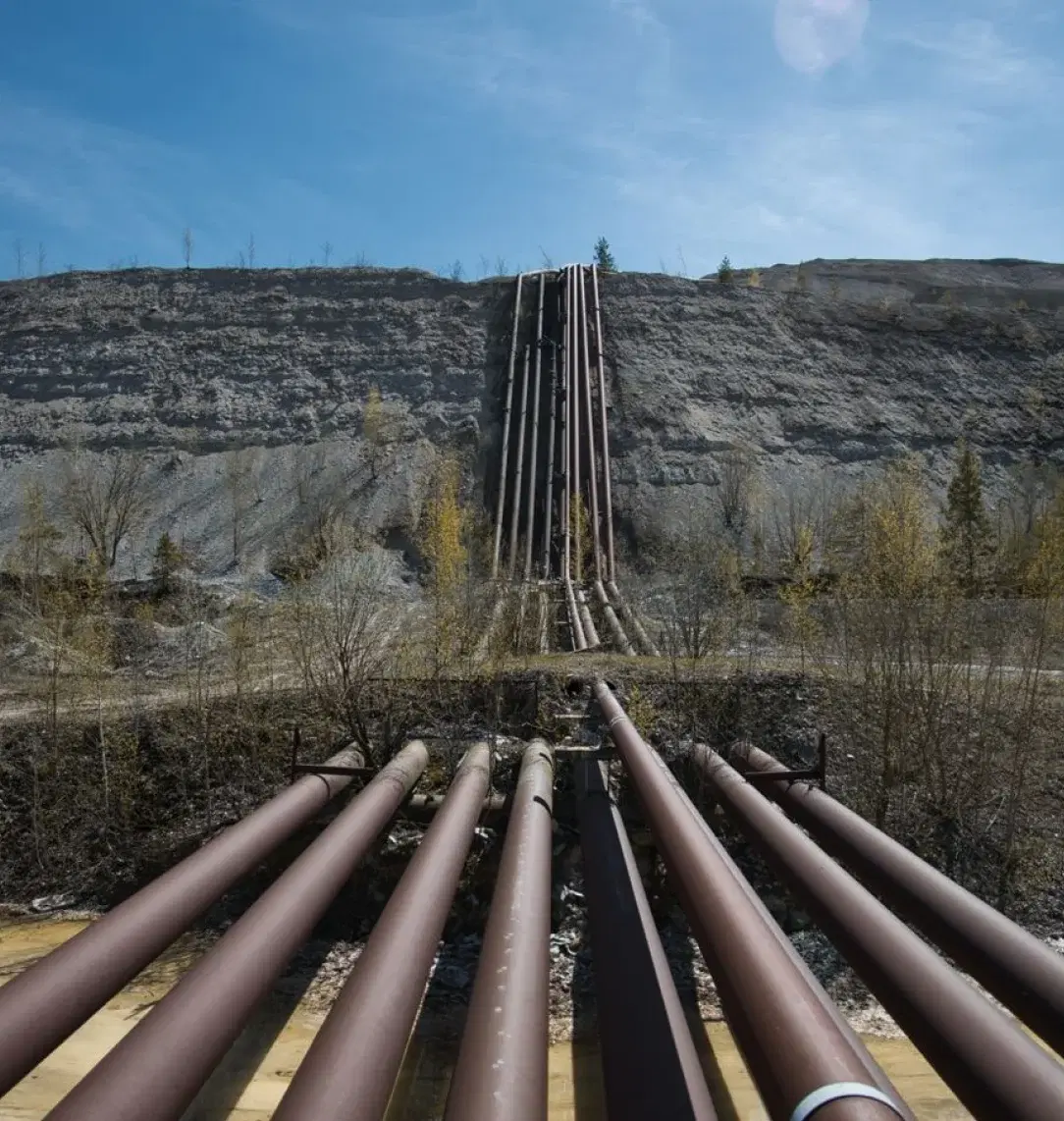 Parallel pipelines running across a hillside